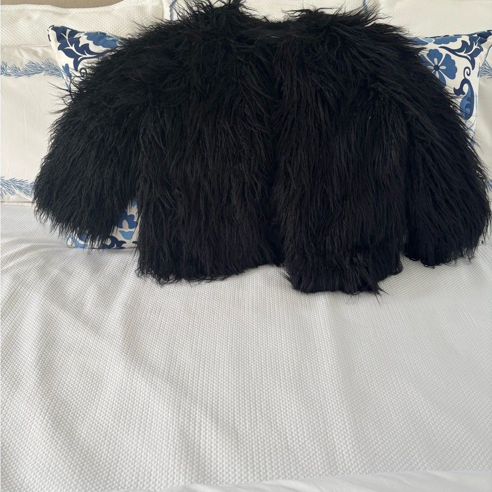 Theory Black Faux Fur Jacket
